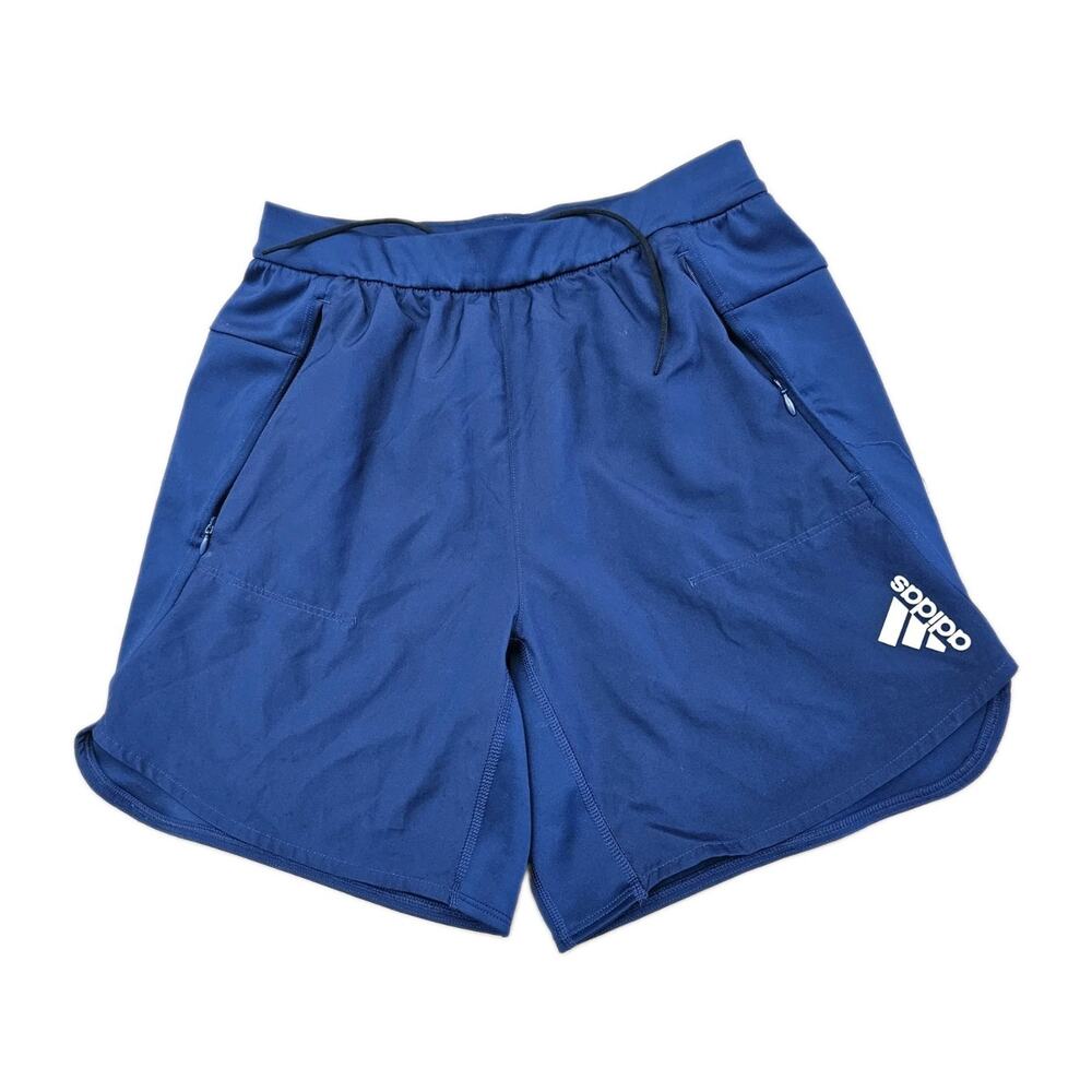 Adidas Shorts Mens Small AEROREADY Zip Pocket Running Gym Athletic Blue